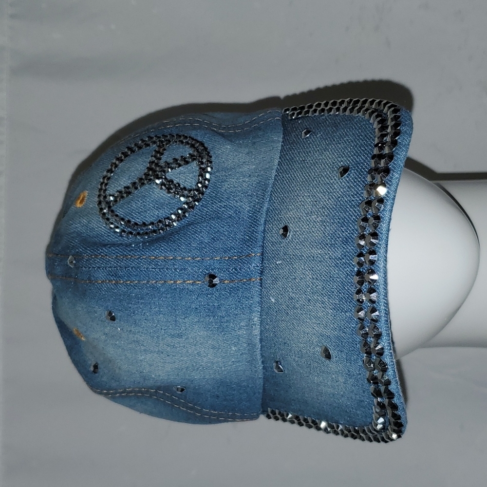 Denim Rhinestone Cap